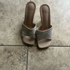 bling, bling tan high heels size 7 pre-owned